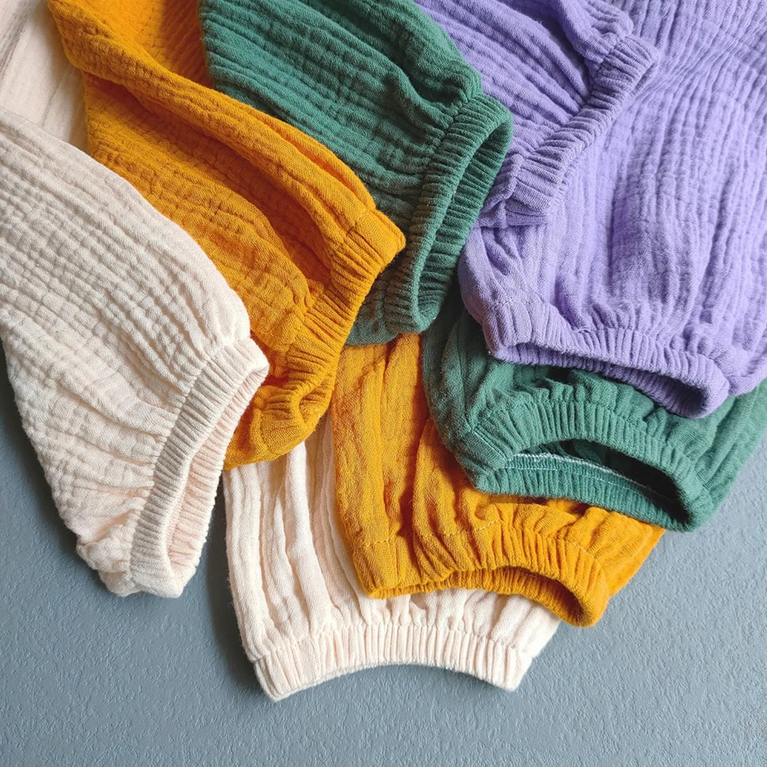 Kids Baby Boys Girls 3 Pack Cotton Linen Pants Casual Soft Elastic Long Bloomers Ankle Length Harem Pants Trousers