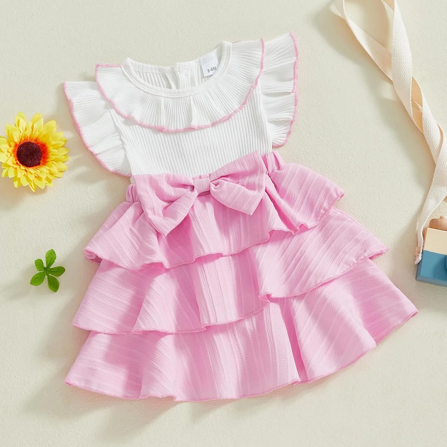 Kuriozud Toddler Baby Girl Ruffle Dress Sleeveless Layered Princess Dresses Beach Sundress Little Girl Spring Summer Clothes