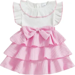 Kuriozud Toddler Baby Girl Ruffle Dress Sleeveless Layered Princess Dresses Beach Sundress Little Girl Spring Summer Clothes