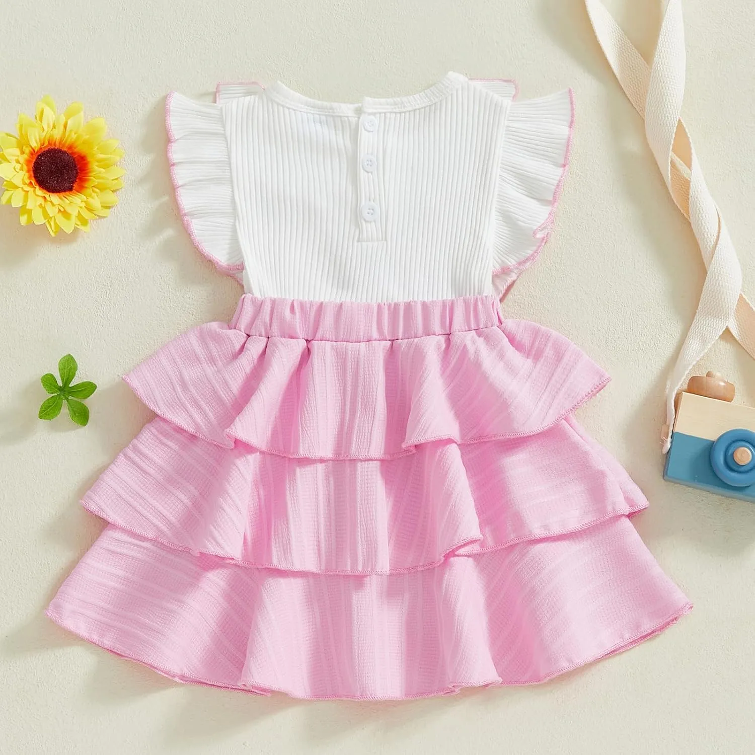 Kuriozud Toddler Baby Girl Ruffle Dress Sleeveless Layered Princess Dresses Beach Sundress Little Girl Spring Summer Clothes