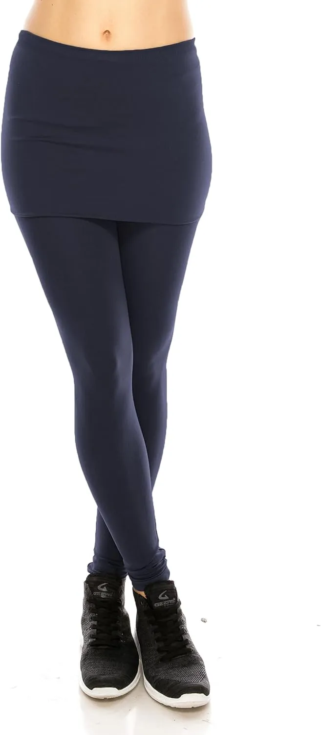 Kurve Womens Seamless Skirt Leggings  Casual Soft Stretch Solid Skirted Tights Pants Sports Workout Yoga (Made in USA)