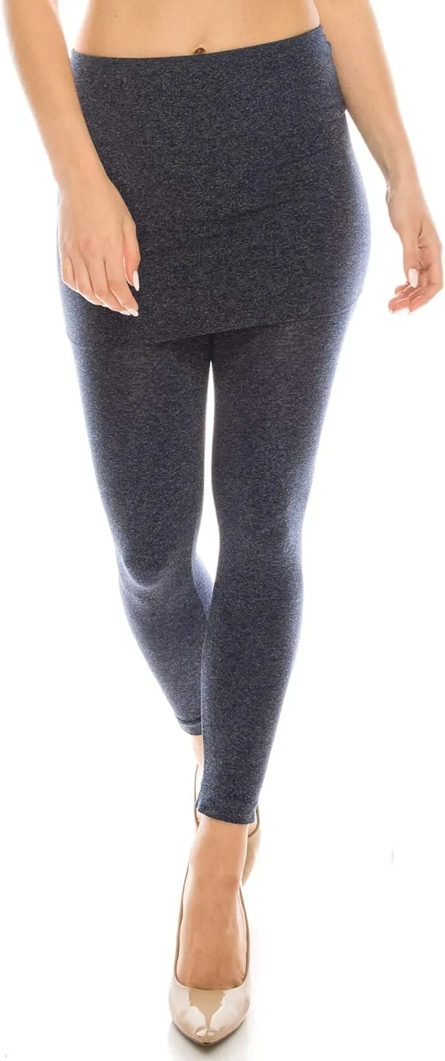 Kurve Womens Seamless Skirt Leggings  Casual Soft Stretch Solid Skirted Tights Pants Sports Workout Yoga (Made in USA)