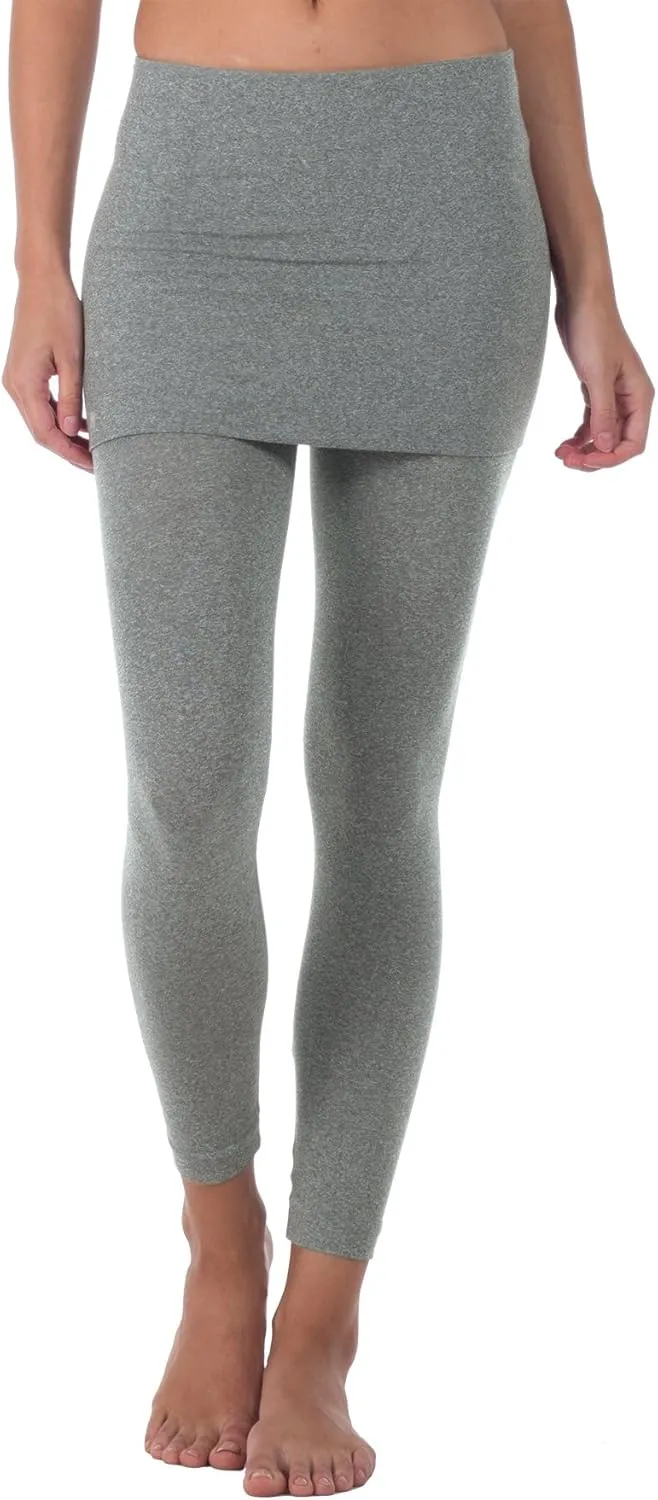 Kurve Womens Seamless Skirt Leggings  Casual Soft Stretch Solid Skirted Tights Pants Sports Workout Yoga (Made in USA)