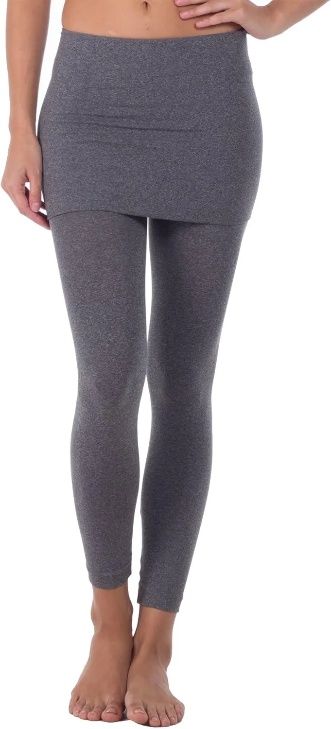 Kurve Womens Seamless Skirt Leggings  Casual Soft Stretch Solid Skirted Tights Pants Sports Workout Yoga (Made in USA)