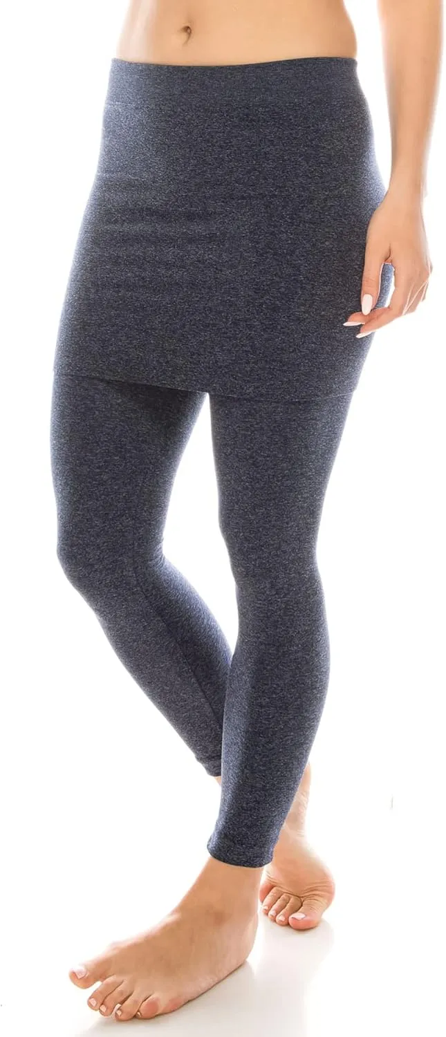 Kurve Womens Seamless Skirt Leggings  Casual Soft Stretch Solid Skirted Tights Pants Sports Workout Yoga (Made in USA)