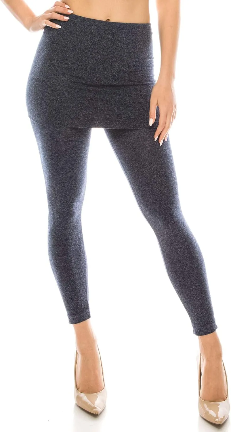 Kurve Womens Seamless Skirt Leggings  Casual Soft Stretch Solid Skirted Tights Pants Sports Workout Yoga (Made in USA)