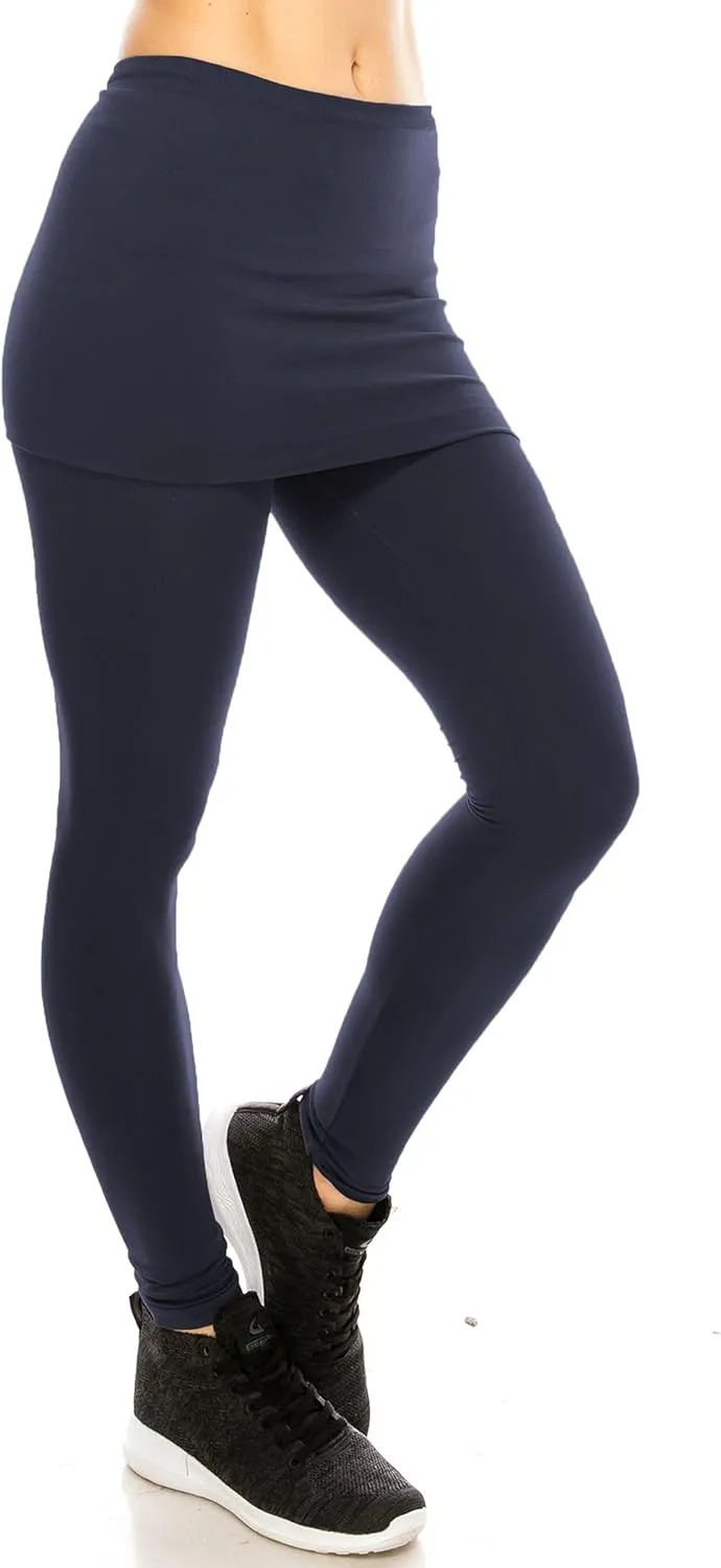 Kurve Womens Seamless Skirt Leggings  Casual Soft Stretch Solid Skirted Tights Pants Sports Workout Yoga (Made in USA)