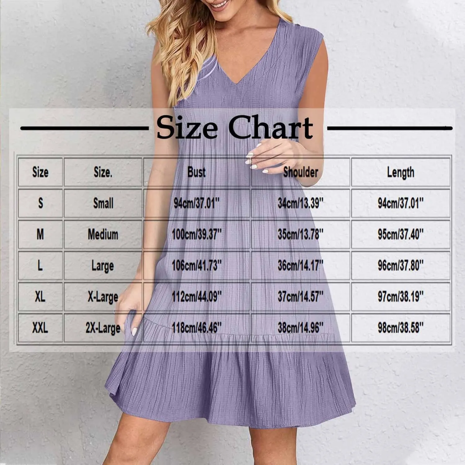 LEMONONSTORE Summer Tunic Tank Dresses for Women Sleeveless Swing A Line Mini Dress Beach Flowy Boho Pleated Ruffle Sundress