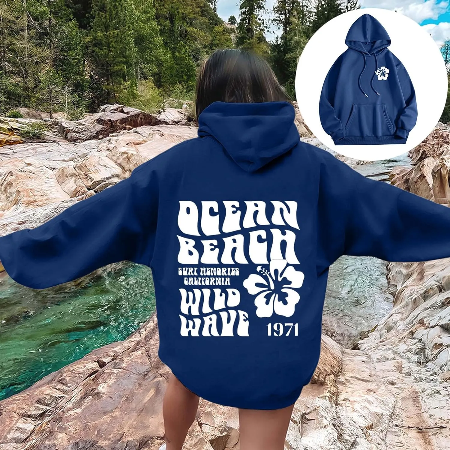 Let'S Be Happy Together Oversized Hoodies For Women Casual Long Sleeve Letter Printed Pullover Hooded Pocket Hoodie