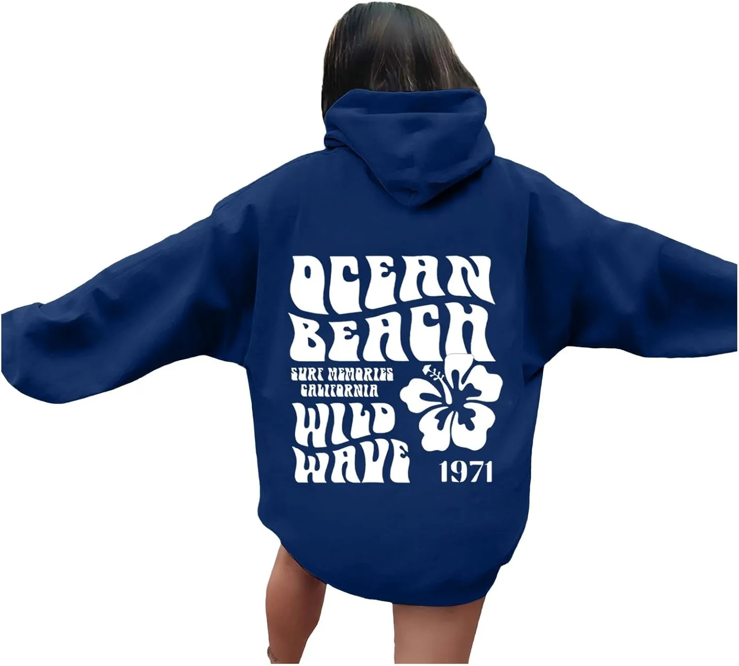 Let'S Be Happy Together Oversized Hoodies For Women Casual Long Sleeve Letter Printed Pullover Hooded Pocket Hoodie