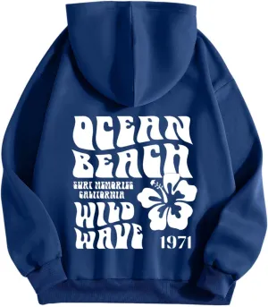 Let'S Be Happy Together Oversized Hoodies For Women Casual Long Sleeve Letter Printed Pullover Hooded Pocket Hoodie