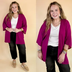 Like a Melody Solid Sheer Kimono in Purple