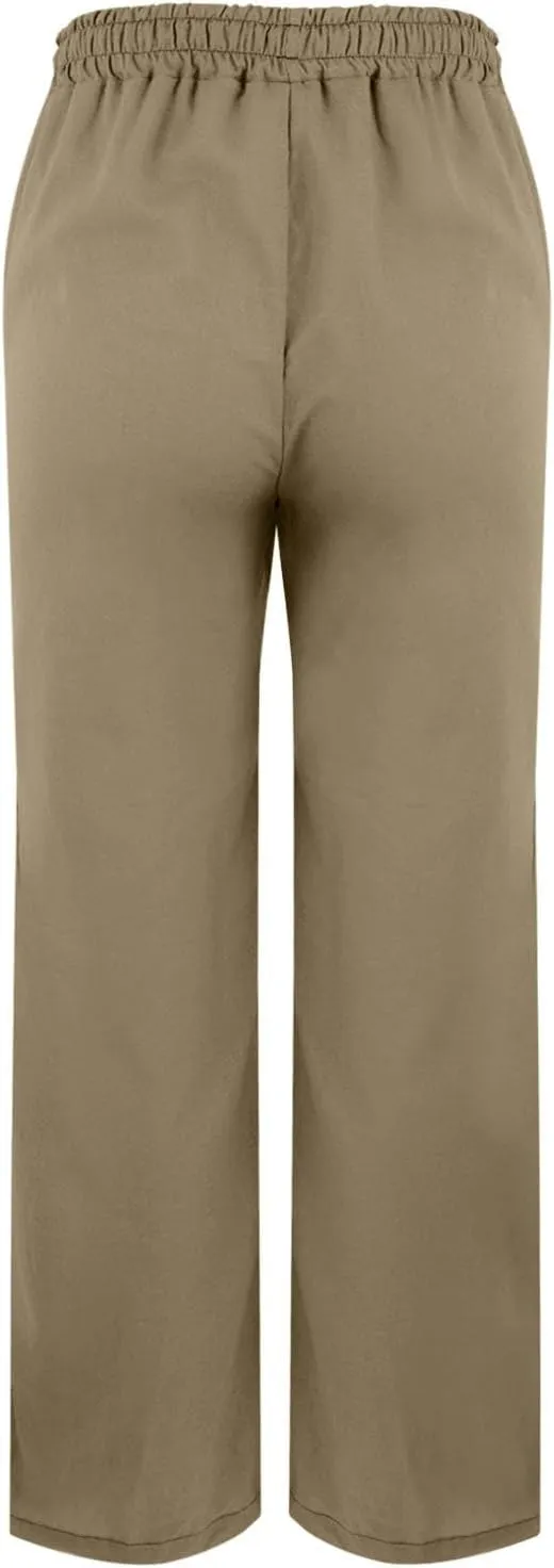 Linen Pants for Women Summer High Waist Elastic Straight Leg Lounge Pant Casual Loose Lightweight Beach Trousers 2025