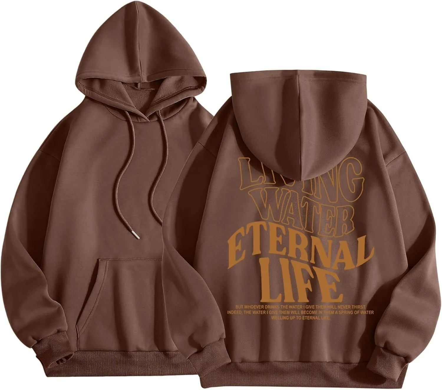 Living Water Eternal Life Graphic Christian Womens Hoodies Oversized Long Sleeve Jesus Faith Y2K Girls Sweatshirts Pullover