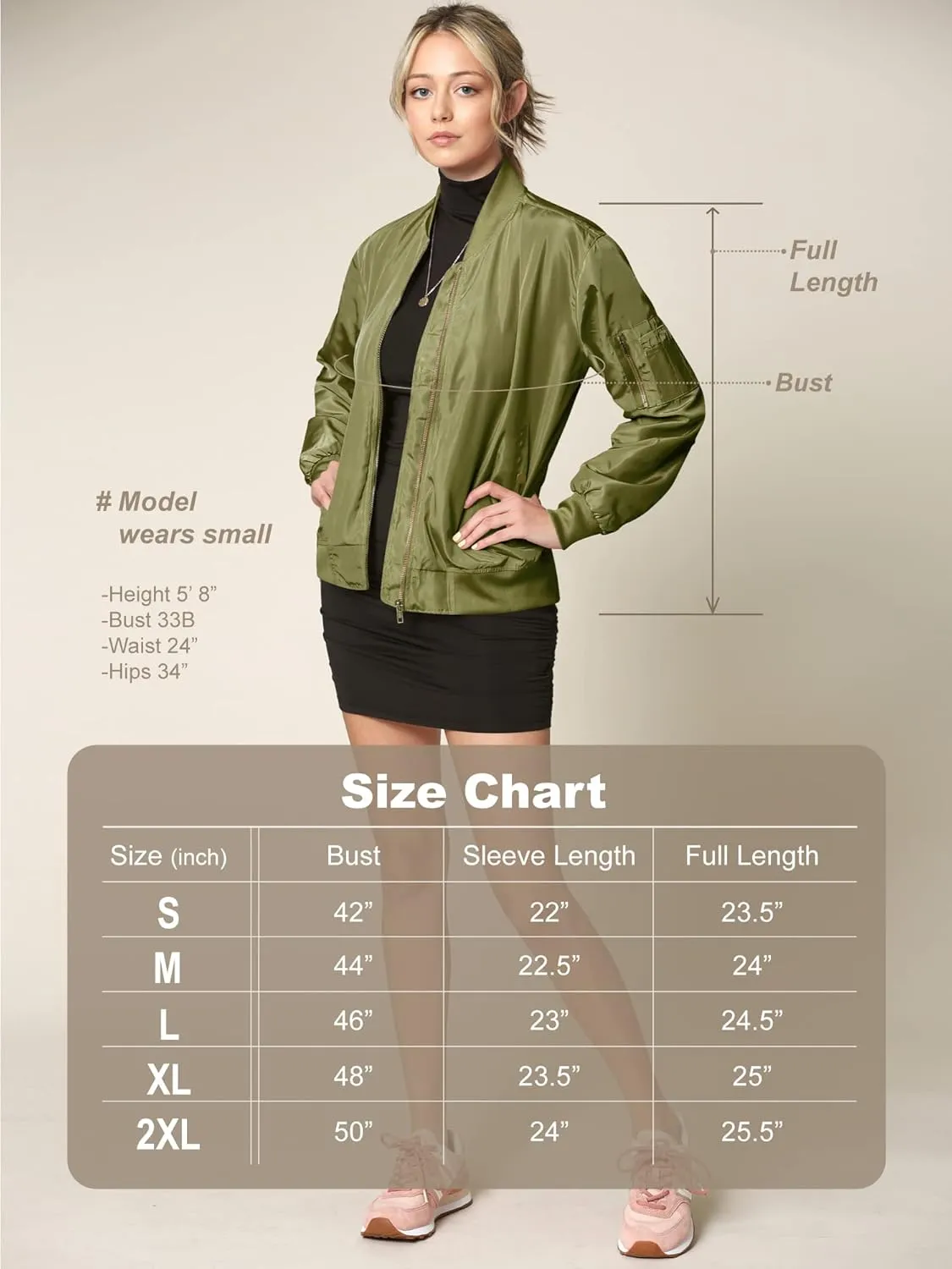 Lock and Love Women's Classic Lightweight Jacket Multi Pocket Windbreaker Bomber Jacket