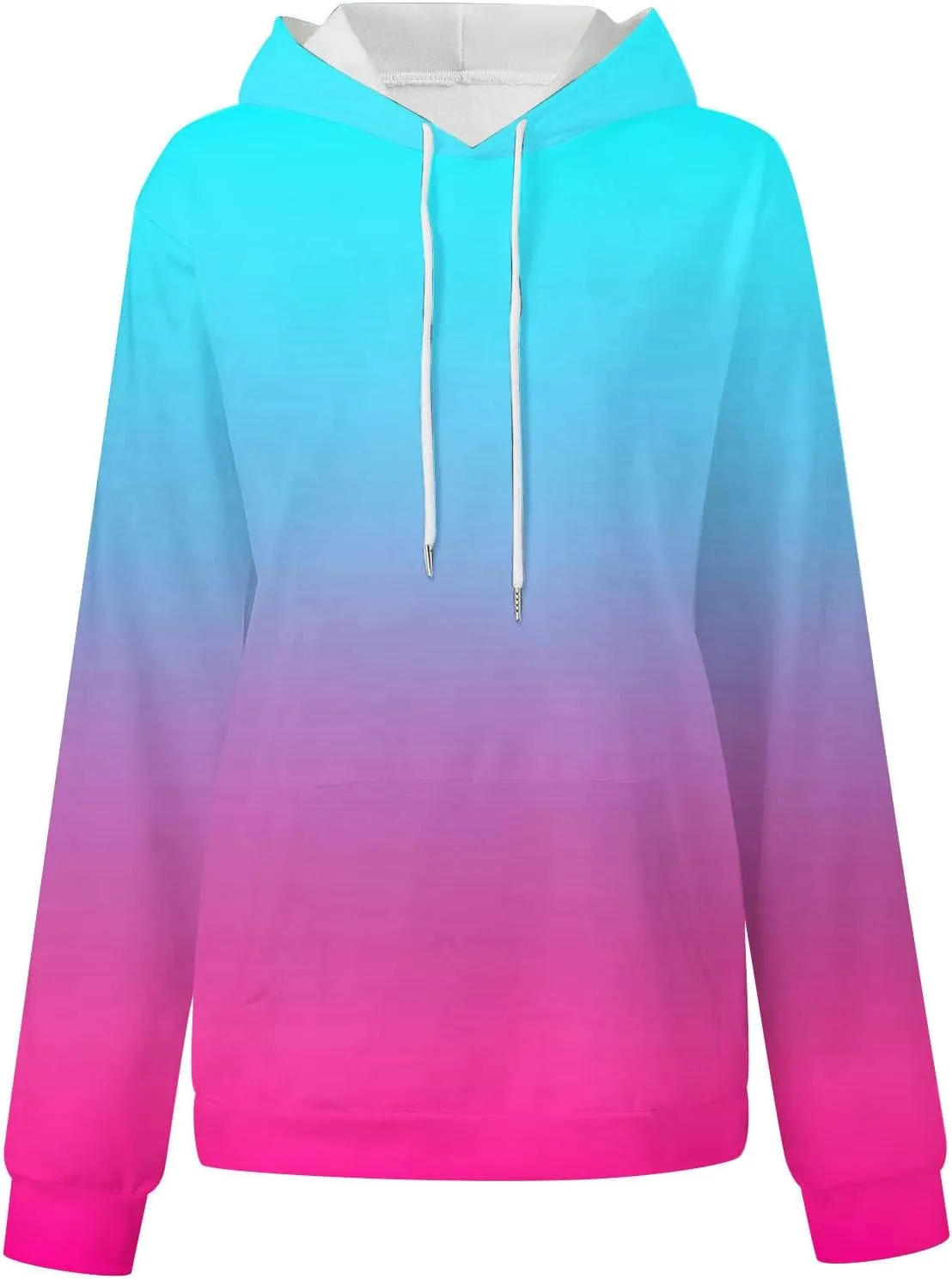 maisdgop Hoodies for Women Drawstring Pullover with Pocket Gradient Print Oversized Sweatshirt Casual Crewneck Hooded Tops