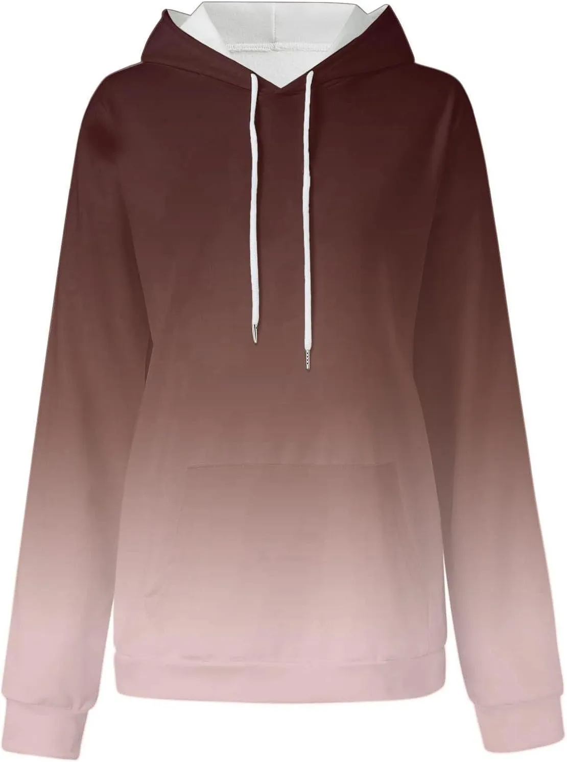 maisdgop Hoodies for Women Drawstring Pullover with Pocket Gradient Print Oversized Sweatshirt Casual Crewneck Hooded Tops