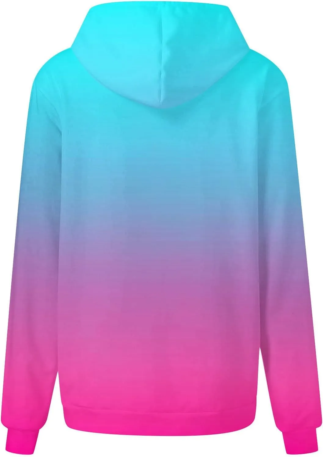 maisdgop Hoodies for Women Drawstring Pullover with Pocket Gradient Print Oversized Sweatshirt Casual Crewneck Hooded Tops