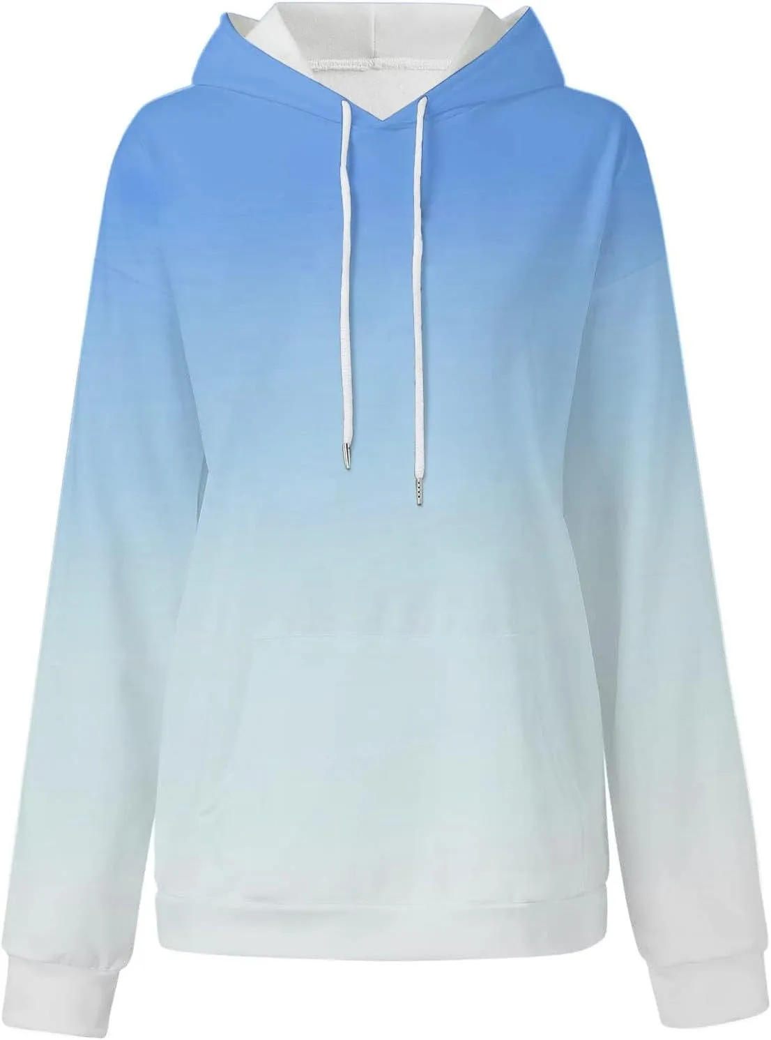 maisdgop Hoodies for Women Drawstring Pullover with Pocket Gradient Print Oversized Sweatshirt Casual Crewneck Hooded Tops