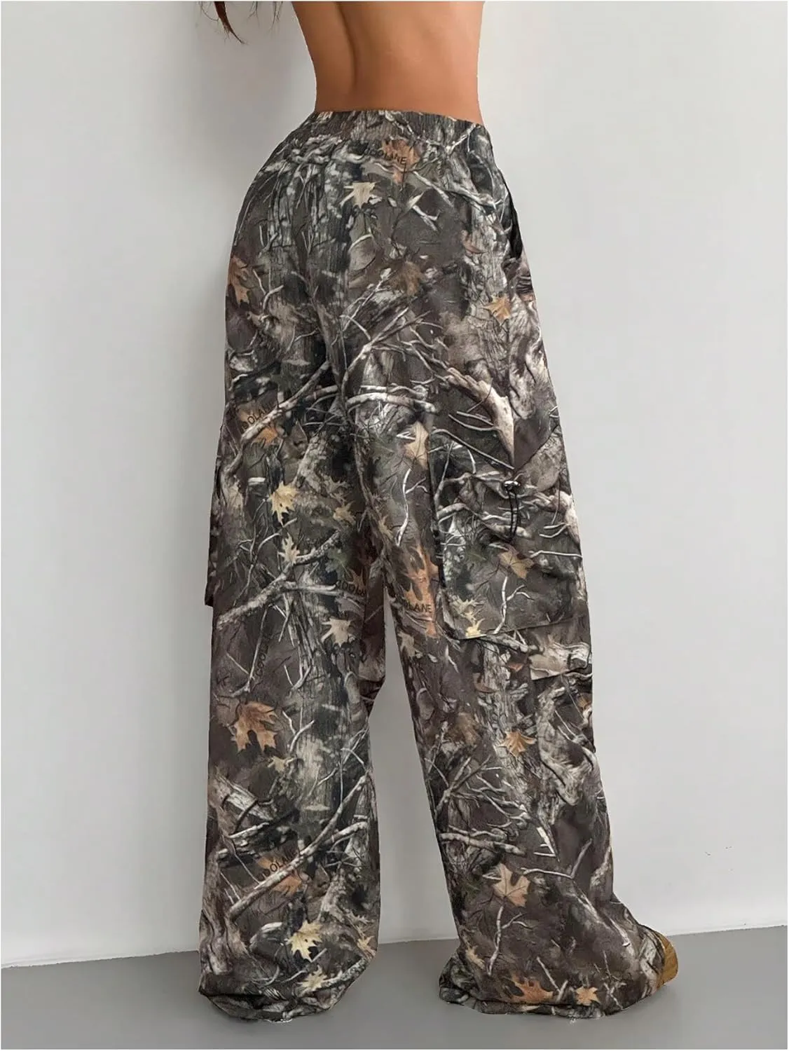 MakeMeChic Women's Camo Elastic Waist Drawstring Sweatpants Wide Leg Baggy Y2K Pants