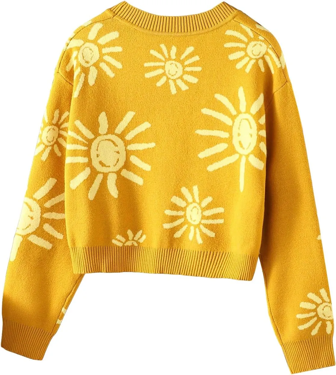 MakeMeChic Women's Casual Graphic Cardigan Long Sleeve V Neck Button Down Cardigan Sweater