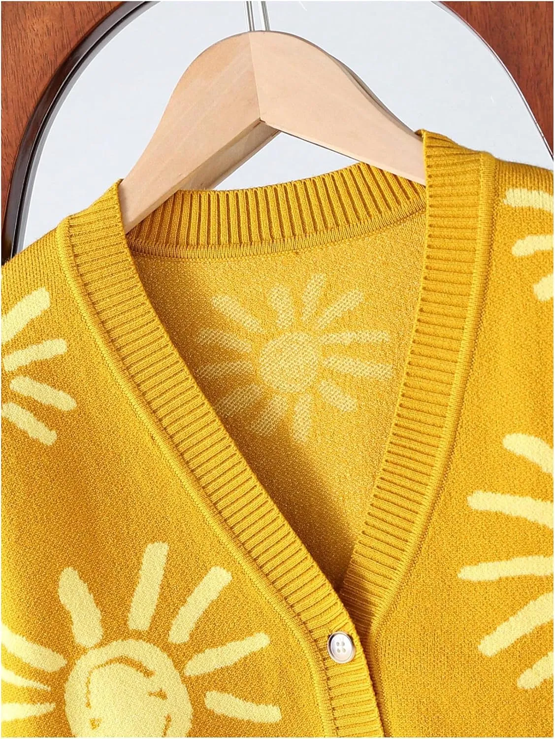 MakeMeChic Women's Casual Graphic Cardigan Long Sleeve V Neck Button Down Cardigan Sweater