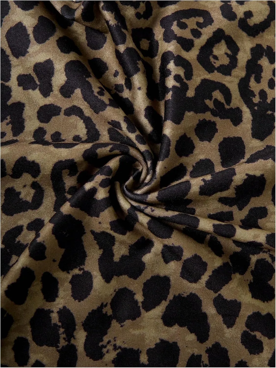 MakeMeChic Women's Leopard Print Pants Elastic Waist Wide Leg Straight Loose Long Trousers with Pocket