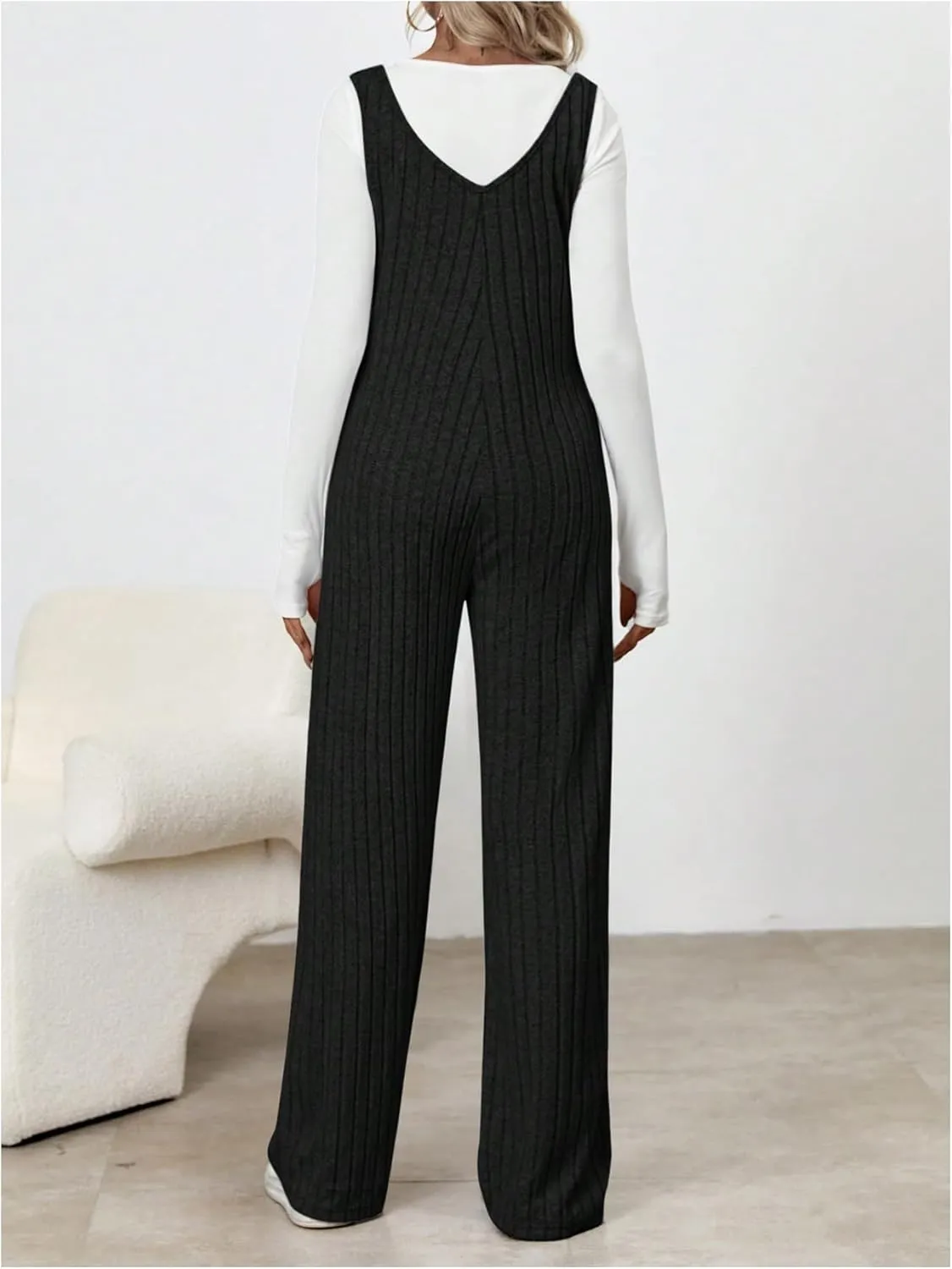 MakeMeChic Women's Maternity Jumpsuits Sleeveless Rib Knitted Straight Leg Overalls Romper