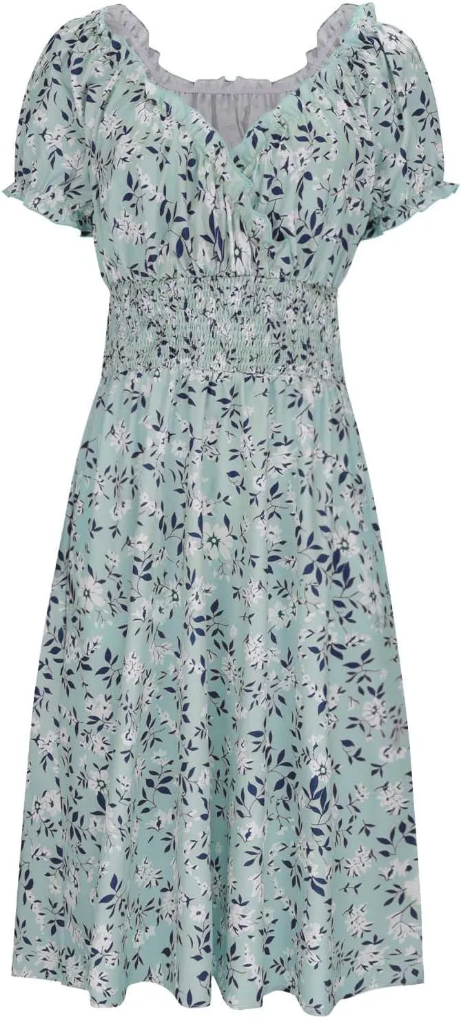 Maxi Dresses for Women Summer Vocation Short Sleeve V Neck Casual Dress A Line Loose Fit Flowy Long Dress