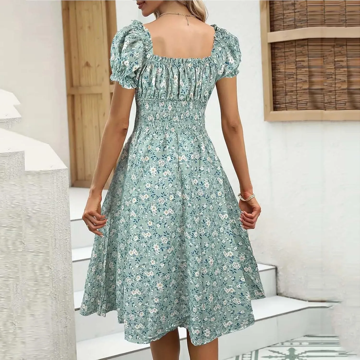 Maxi Dresses for Women Summer Vocation Short Sleeve V Neck Casual Dress A Line Loose Fit Flowy Long Dress