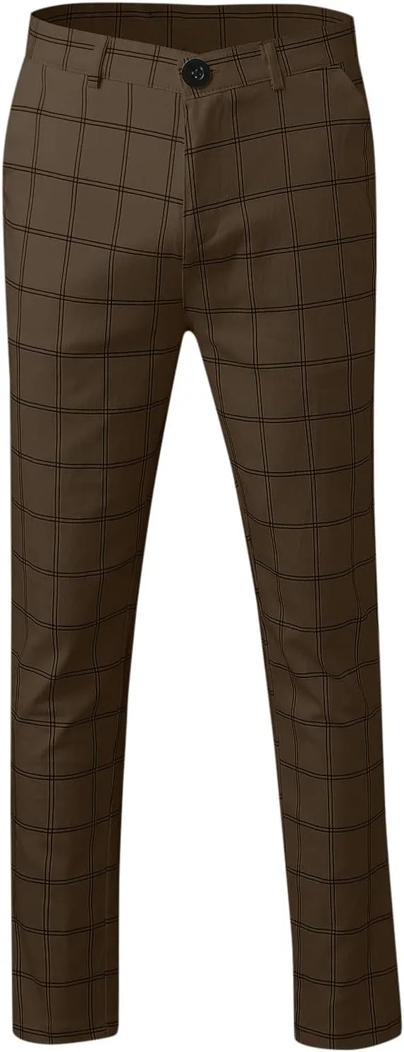 Men Casual Pants Slim-Fit Casual Stretch Chino Pant Men's Classic-Fit Wrinkle- Flat-Front Chino White Linen Trousers