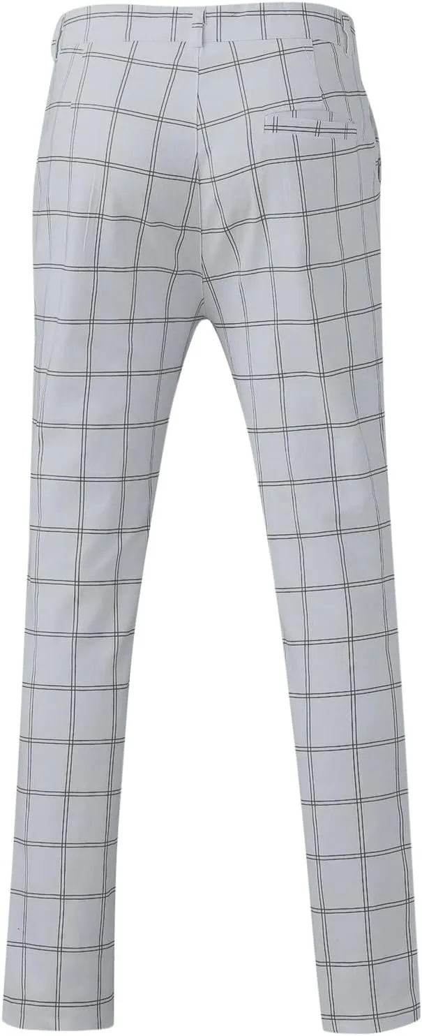 Men Casual Pants Slim-Fit Casual Stretch Chino Pant Men's Classic-Fit Wrinkle- Flat-Front Chino White Linen Trousers