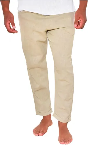Men Linen Pants Elastic Waist Drawstring Beach Pants Harem Summer Pants Lightweight Linen Trousers with Pockets
