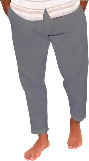 Men Linen Pants Elastic Waist Drawstring Beach Pants Harem Summer Pants Lightweight Linen Trousers with Pockets
