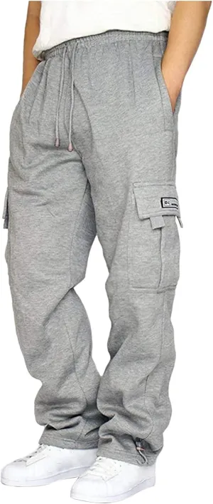Mens Cargo Pants Elastic Waist Lightweight Drawstring Sweatpants Casual Baggy Pants with Pocket Joggers Trousers