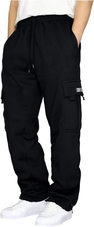 Mens Cargo Pants Elastic Waist Lightweight Drawstring Sweatpants Casual Baggy Pants with Pocket Joggers Trousers