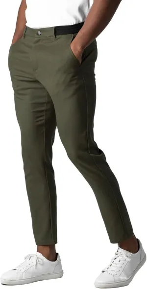 Mens Casual Pant Slim-Fit Wrinkle-Resistant Flat-Front Stretch Chino Pant Stretch Waist Tapered Trousers for Business