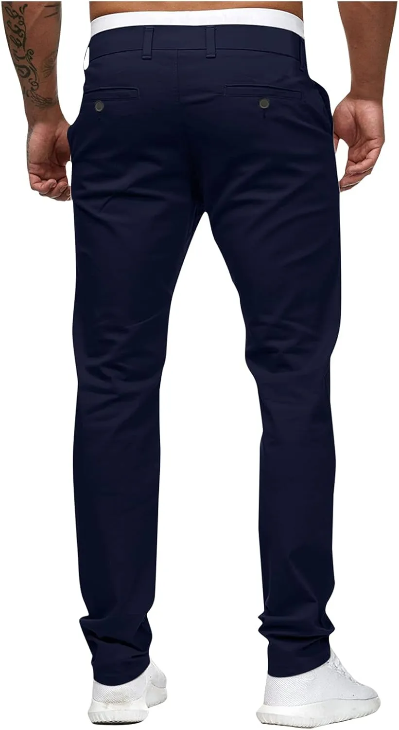Men's Chino Pants Slim Fit Stretch Comfy Lightweight Dress Pants Skinny Straight Formal Pants Casual Business Trousers