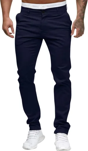 Mens Chinos Fashion Slim Fit Dress Pants Casual Business Work Skinny Stretch Golf Pants Comfort Flat Front Suit Pants Slacks