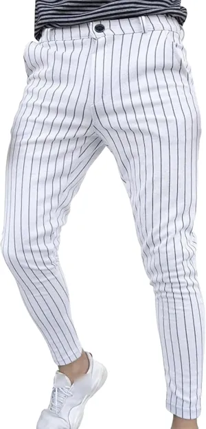 Mens Chinos Slim Fit Stretch Pants Flat-Front Skinny Dress Pants Grey Plaid Stylish Casual Business Pants