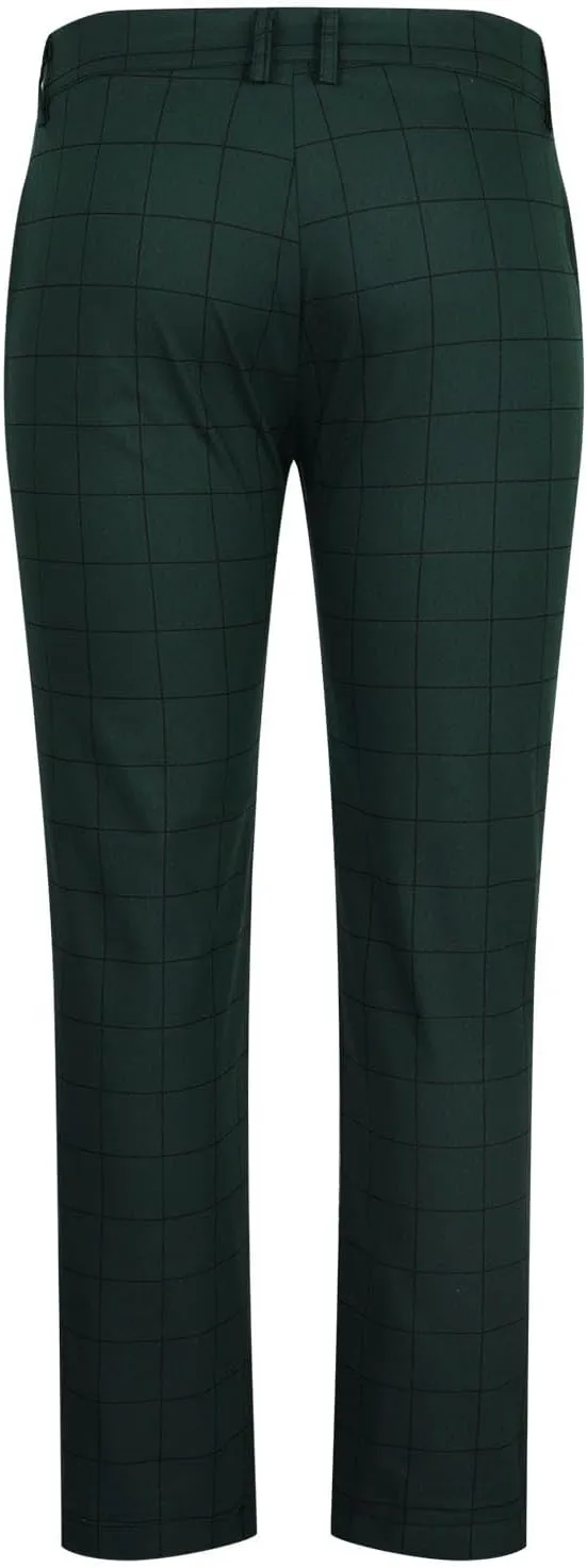 Mens Dress Pants Slim Fit Plaid Flat-Front Stretch Chino Pant Business Work Casual Tapered Leg Trousers with Pockets