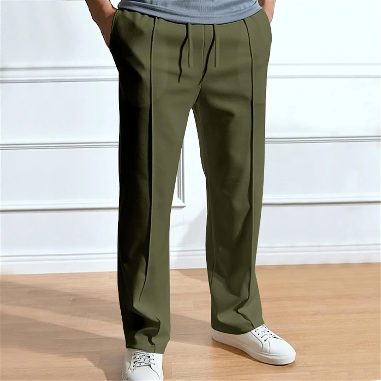 Men's Dress Pants Slim Fit Pleated Trousers for Office Business and Formal Events Pantalones de Hombre Slacks
