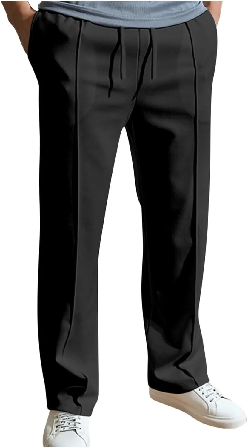 Men's Dress Pants Slim Fit Pleated Trousers for Office Business and Formal Events Pantalones de Hombre Slacks