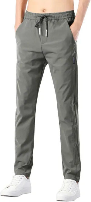 Men's Fast Dry Stretch Pants, Ice Breathable Pants, Running Jogger Drawstring Pants with Pockets, Joggers for Men
