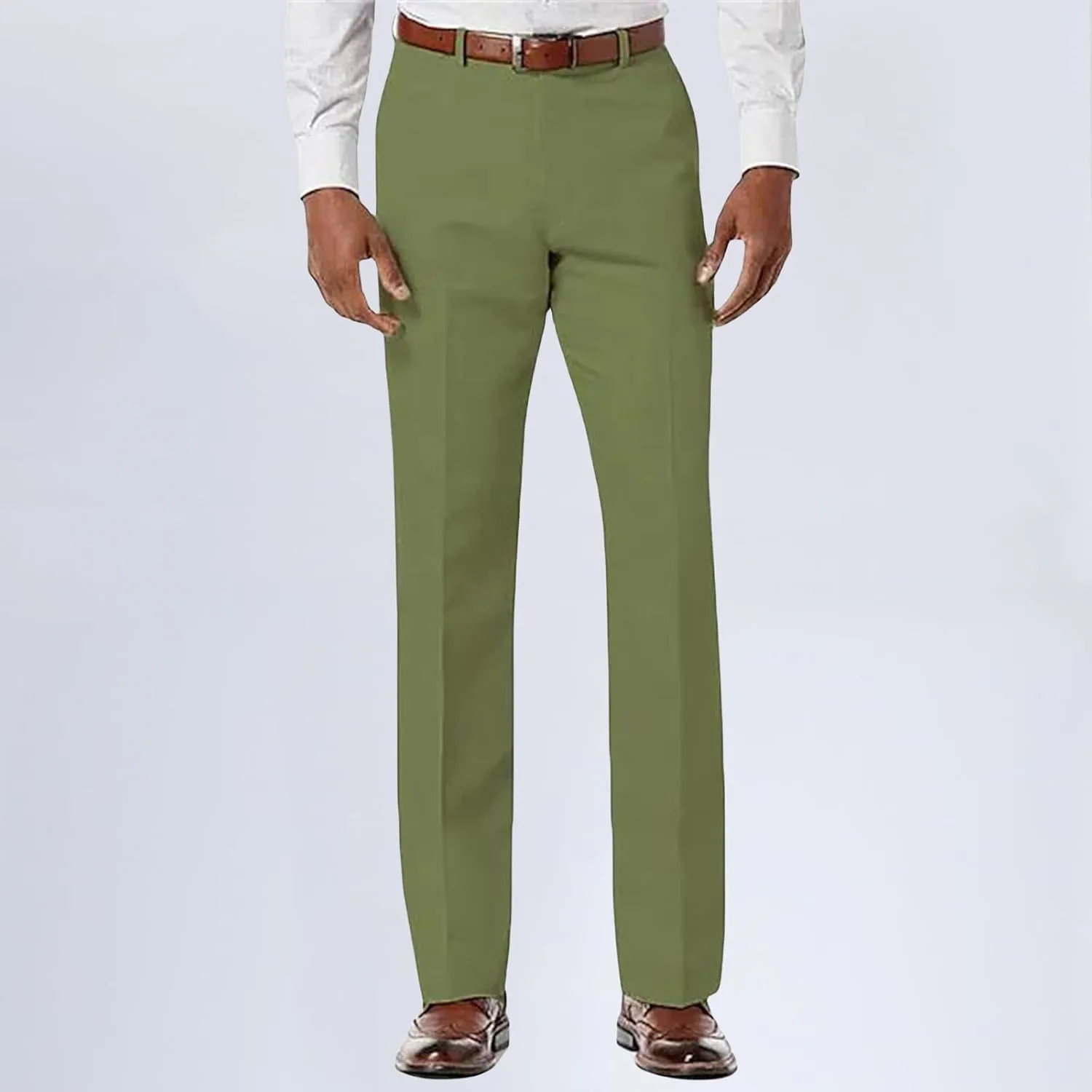 Mens Front Flat Casual Dress Pants Slim Fit Suit Pants Comfy Classic Stretch Chino Pants Business Work Trousers for Men