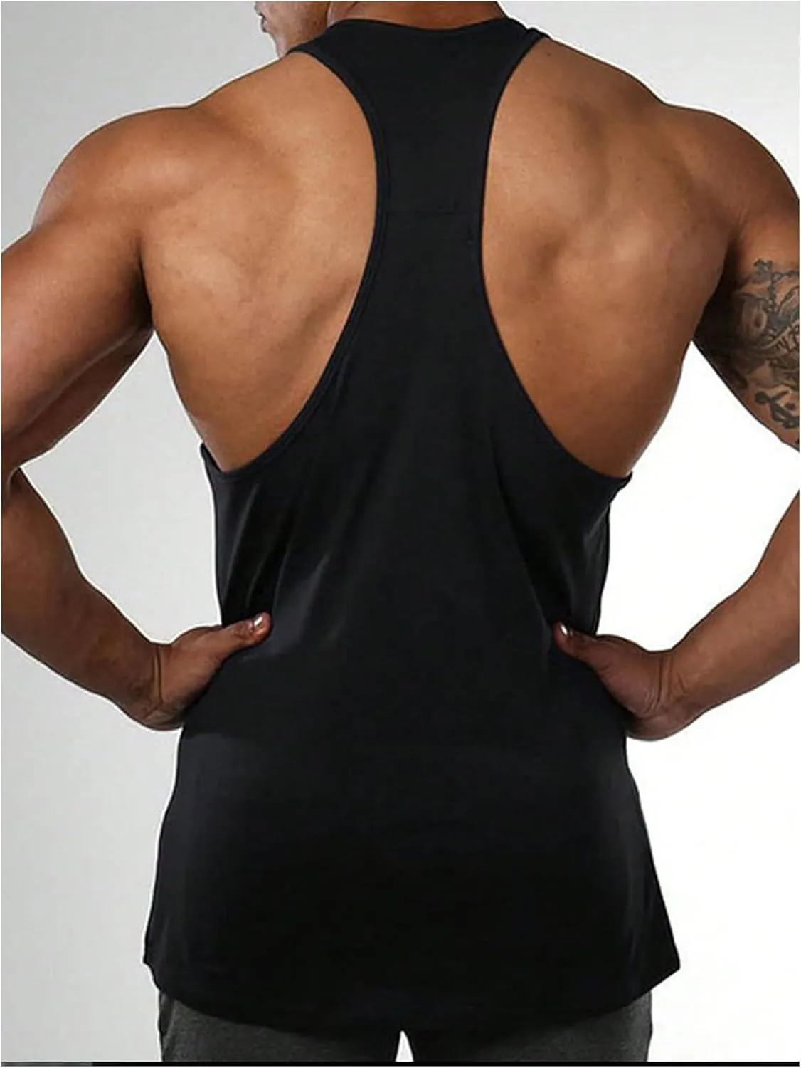 Men's Graphic Racer Back Tank Tops Sleeveless Scoop Neck Muscle Athletic Shirt Gym Workout Tops