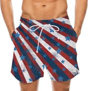 Mens Patriotic Graphic Shorts Independence Day Drawstring Elastic Waisted Casual Capris Combat Lightweight Drying Sportwear