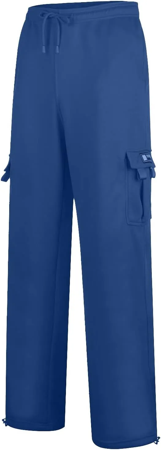 Men's Rope Loosening Waist Solid Color Cargo Pants Loose Sports Trousers with Pockets Hiking Joggers Gym Sweatpant