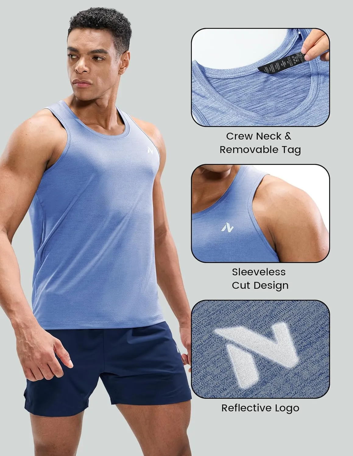 Mens Sleeveless Workout Running Tank Top Dry Fit Athletic Gym Sport Beach Muscle Bodybuilding Shirts