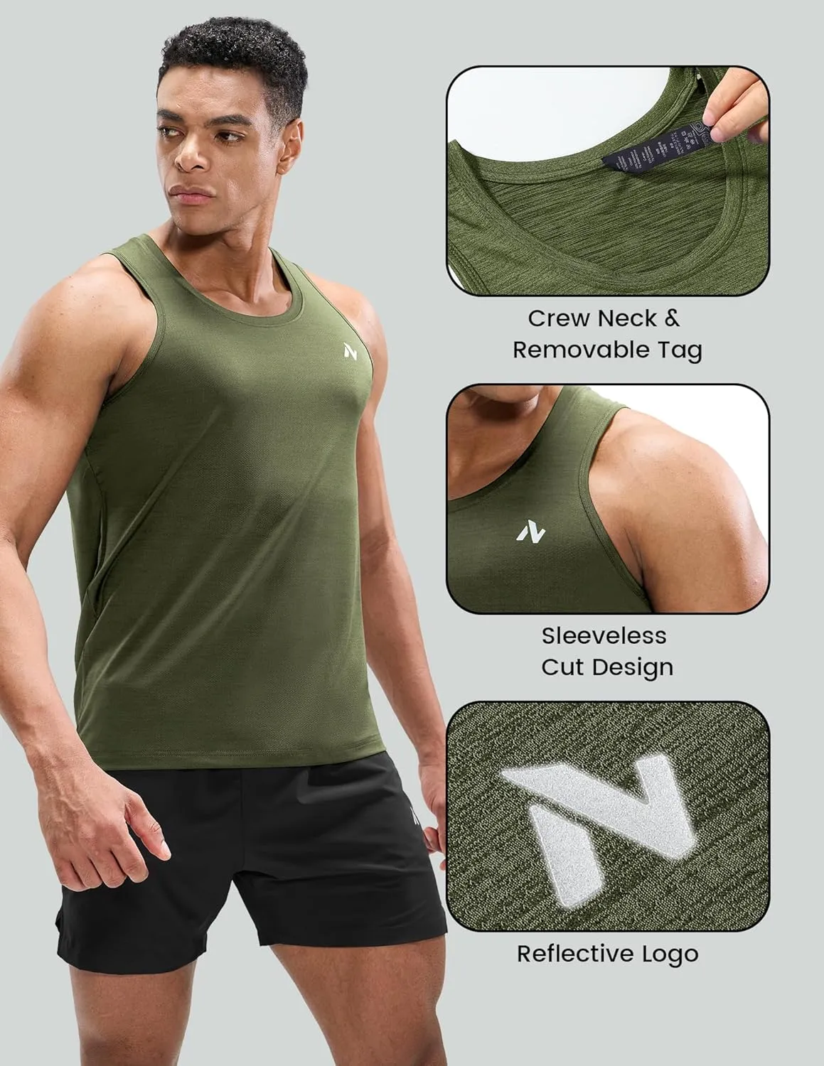 Mens Sleeveless Workout Running Tank Top Dry Fit Athletic Gym Sport Beach Muscle Bodybuilding Shirts